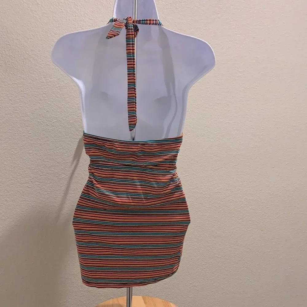 Take 50% OFF- Beach Bump Motherhood Multicolor Halter Top Swimwear, Size-L